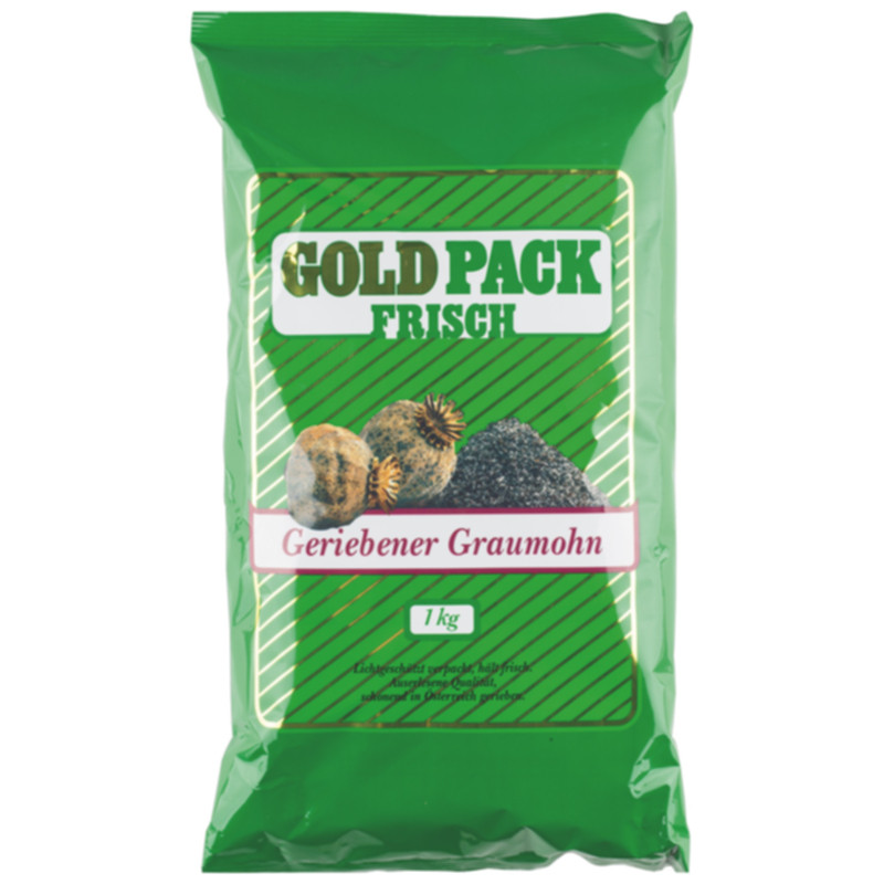 Goldpack Österreichischer Graumohn gerieben 1 kg aromatischer Mohn für Backen und Küche